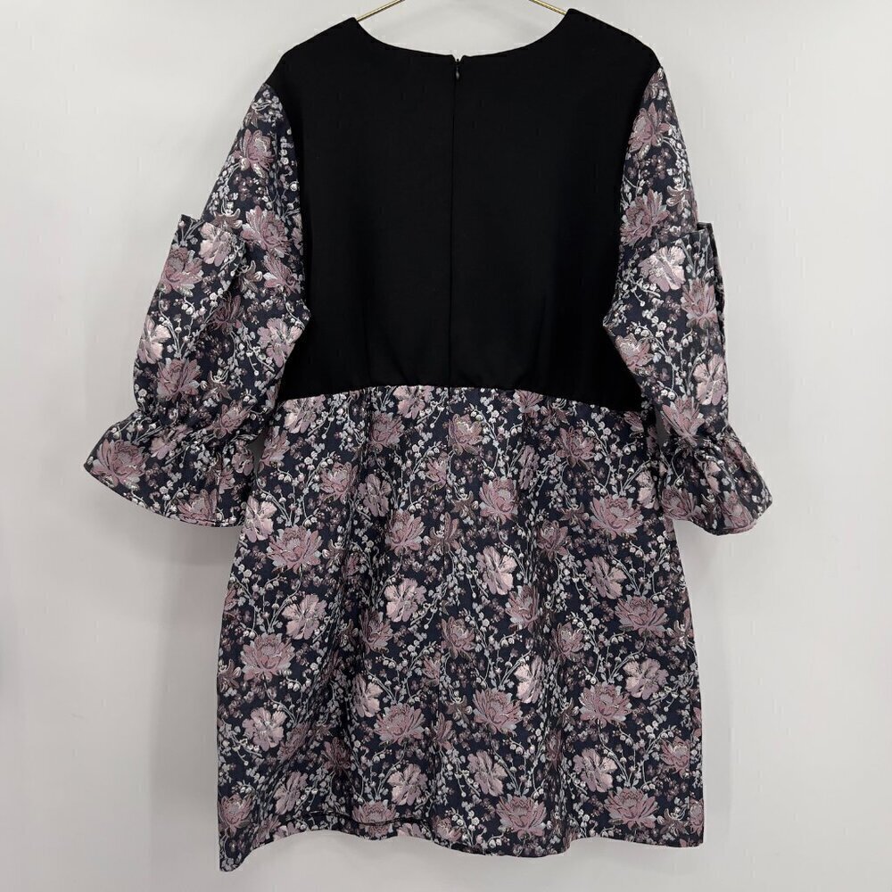 Eloquii Studio Plus Floral And Silver Detail Knee Length Dress Women's 18 - Picture 5 of 10